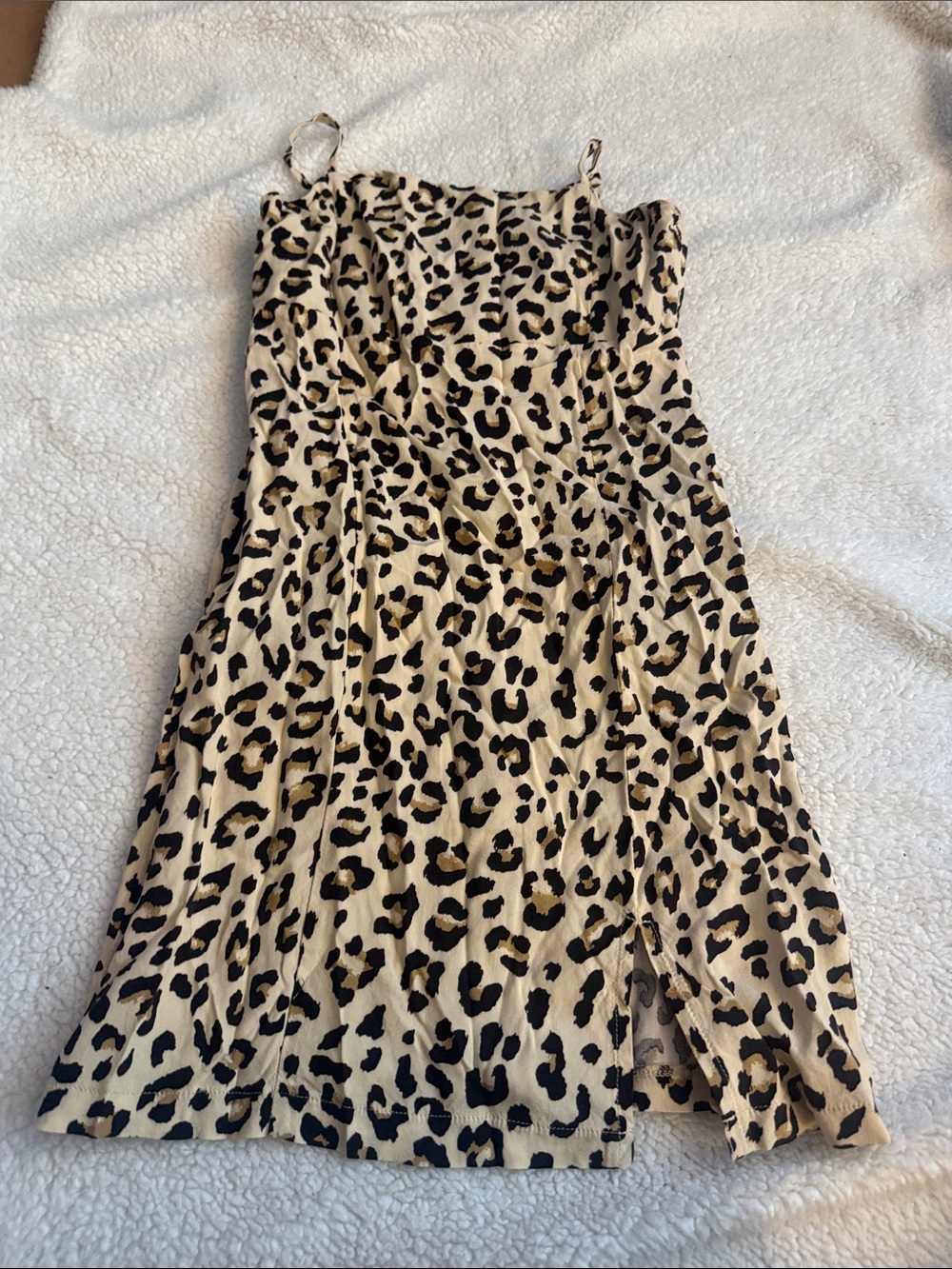 Girls Leopard Print Slip Dress - Beige and Black
